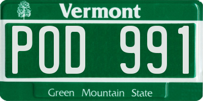 VT license plate POD991