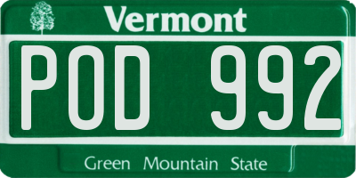 VT license plate POD992