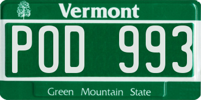 VT license plate POD993
