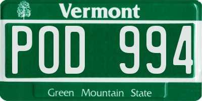 VT license plate POD994