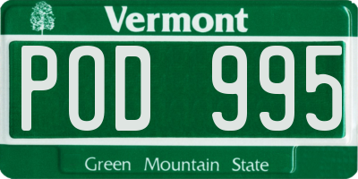 VT license plate POD995