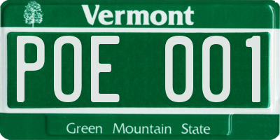 VT license plate POE001