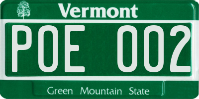 VT license plate POE002