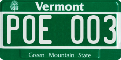 VT license plate POE003