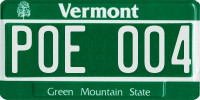 VT license plate POE004