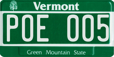 VT license plate POE005
