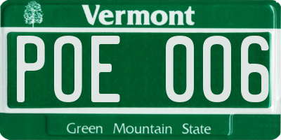 VT license plate POE006