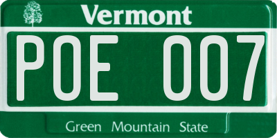 VT license plate POE007