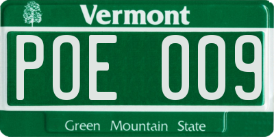 VT license plate POE009