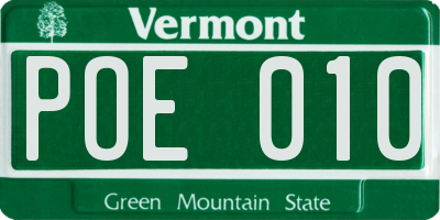 VT license plate POE010