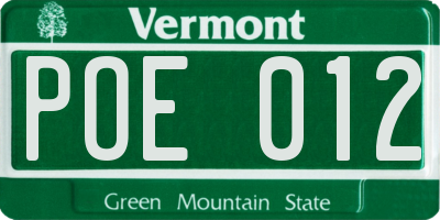 VT license plate POE012