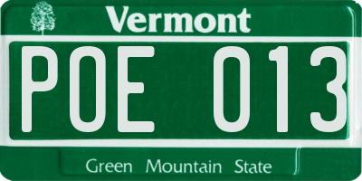 VT license plate POE013