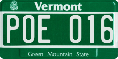 VT license plate POE016