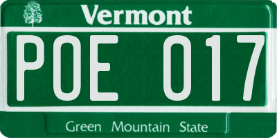 VT license plate POE017