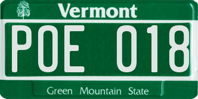 VT license plate POE018