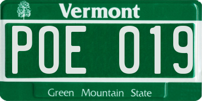 VT license plate POE019