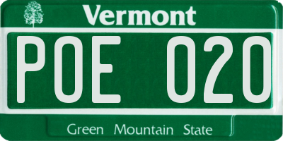 VT license plate POE020