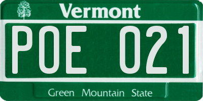 VT license plate POE021