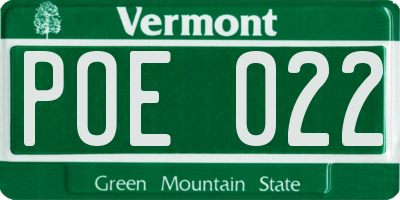 VT license plate POE022