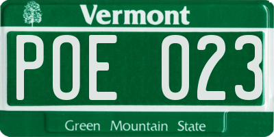 VT license plate POE023
