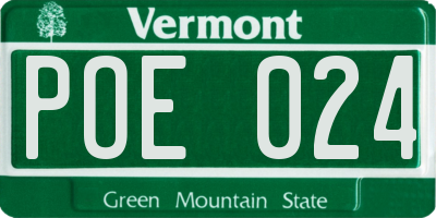 VT license plate POE024