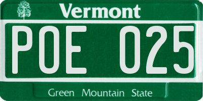 VT license plate POE025