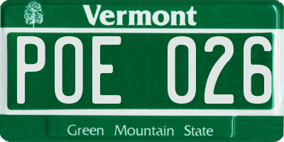 VT license plate POE026