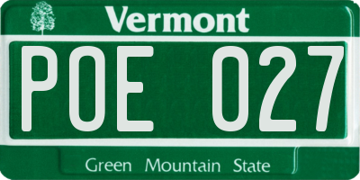 VT license plate POE027
