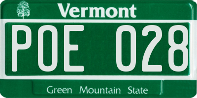 VT license plate POE028