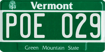 VT license plate POE029