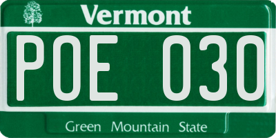VT license plate POE030