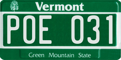 VT license plate POE031