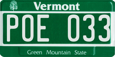 VT license plate POE033