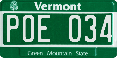 VT license plate POE034