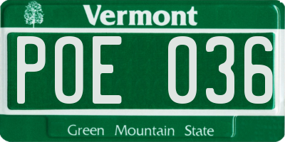 VT license plate POE036