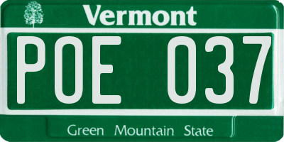 VT license plate POE037