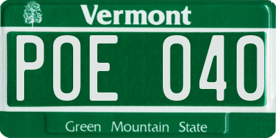 VT license plate POE040