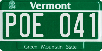 VT license plate POE041