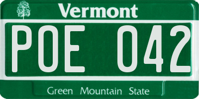 VT license plate POE042