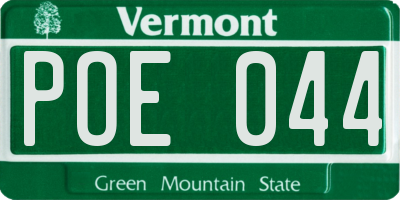 VT license plate POE044