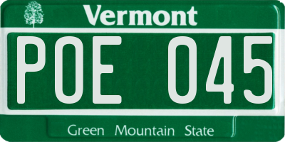VT license plate POE045