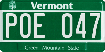 VT license plate POE047