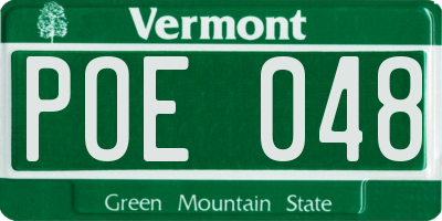 VT license plate POE048