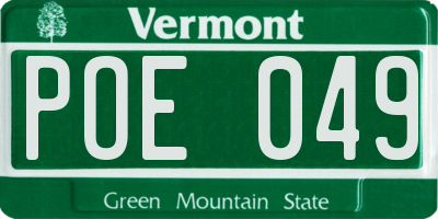 VT license plate POE049
