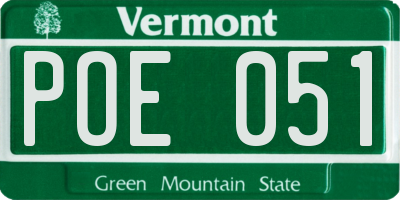 VT license plate POE051