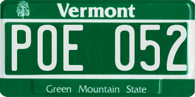 VT license plate POE052