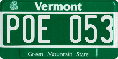 VT license plate POE053