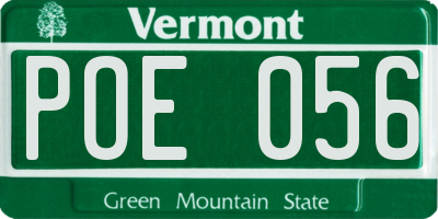 VT license plate POE056