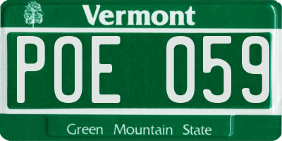 VT license plate POE059