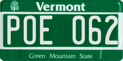 VT license plate POE062